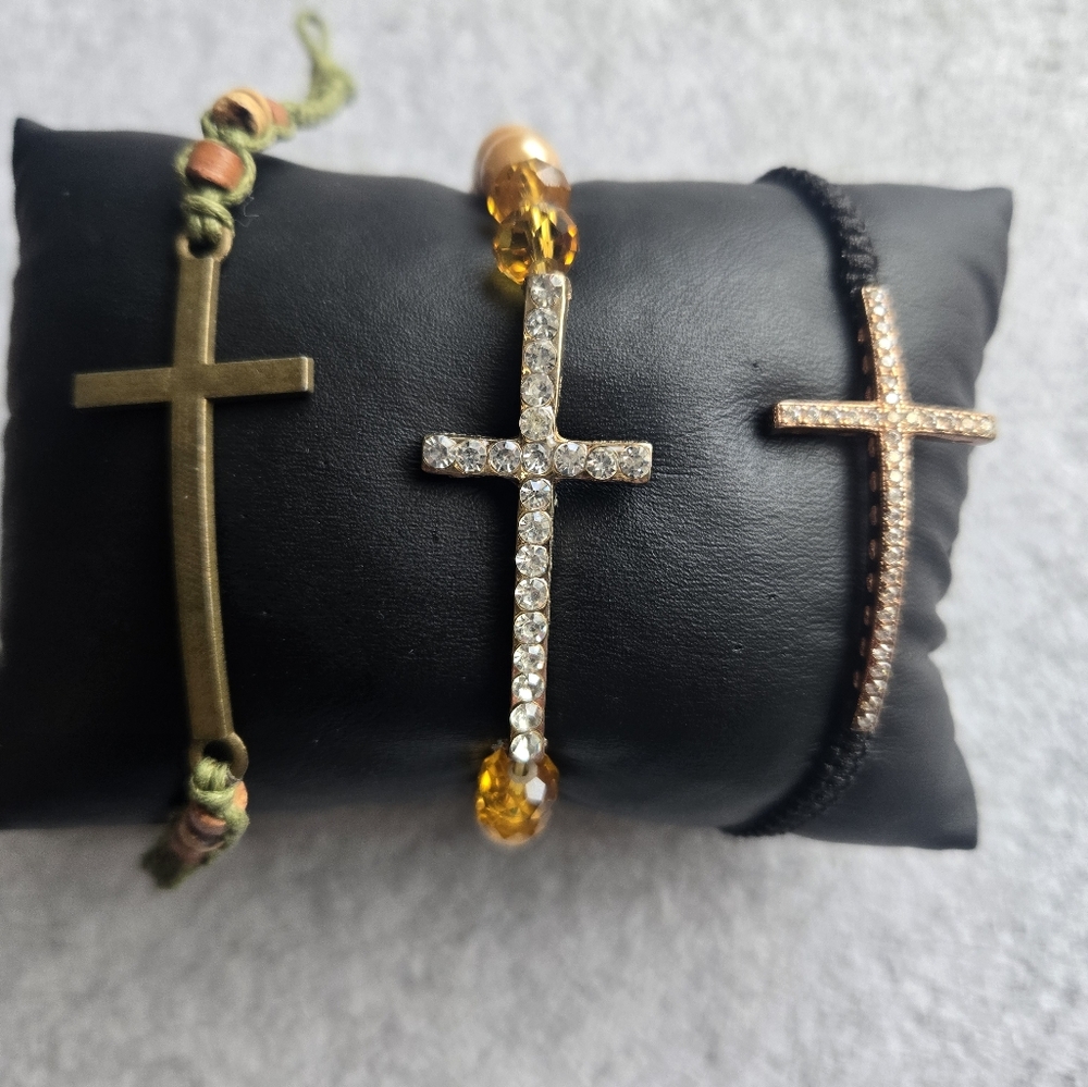 3 Cross Charm Bracelets Spiritual